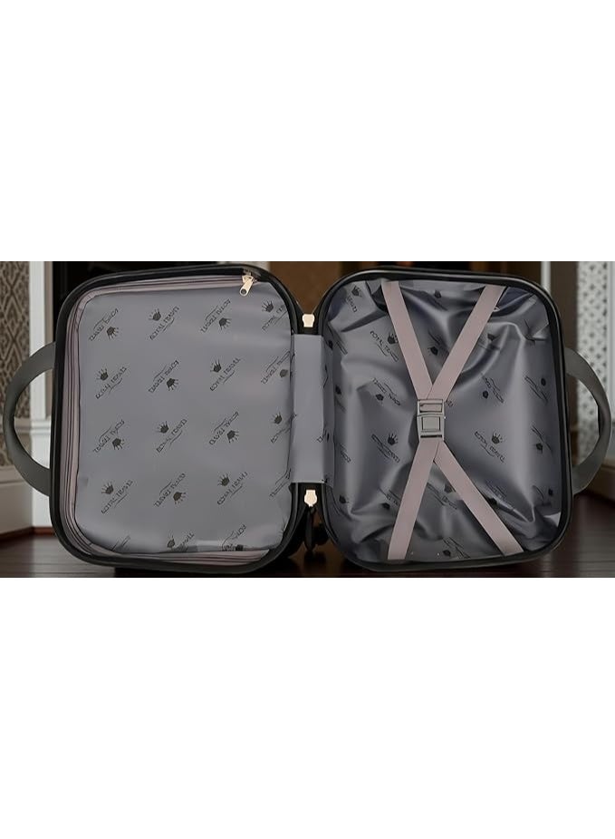 13.5-Inch Contemporary Hardshell Travel Makeup Bag, Portable Vanity Case with Elastic Suitcase Strap & Multi-Compartments, Coffee - Image 3